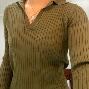 Ribbed Olive Green Sweater